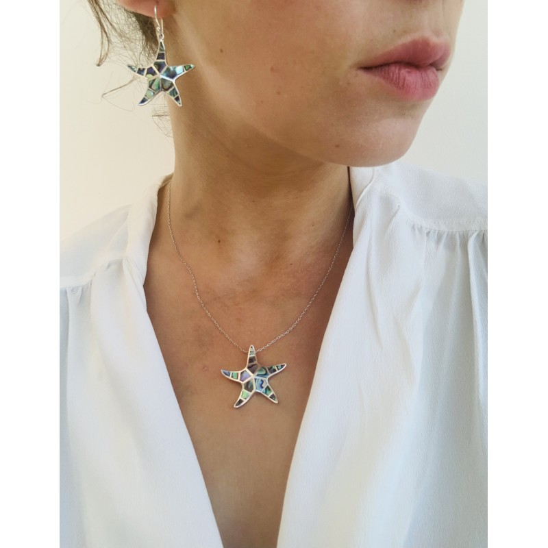 Bijou porté – pendentif Mira en nacre abalone et argent – Kiralou