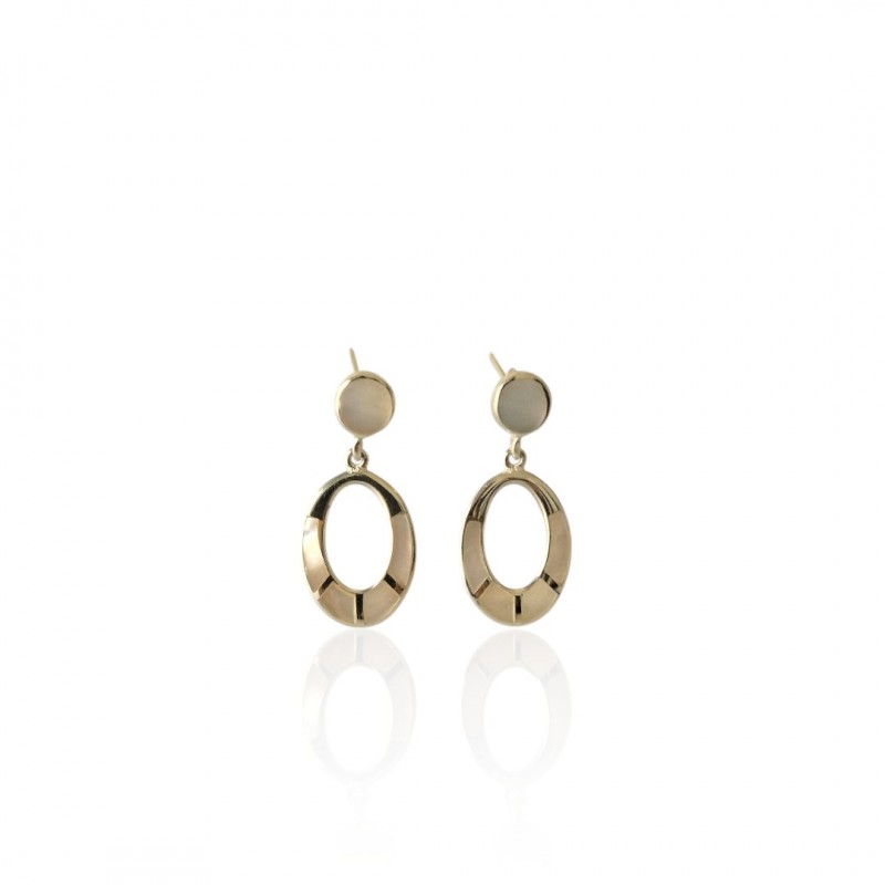Boucles d’oreilles ovales en argent 925 et nacre blanche – Maïa