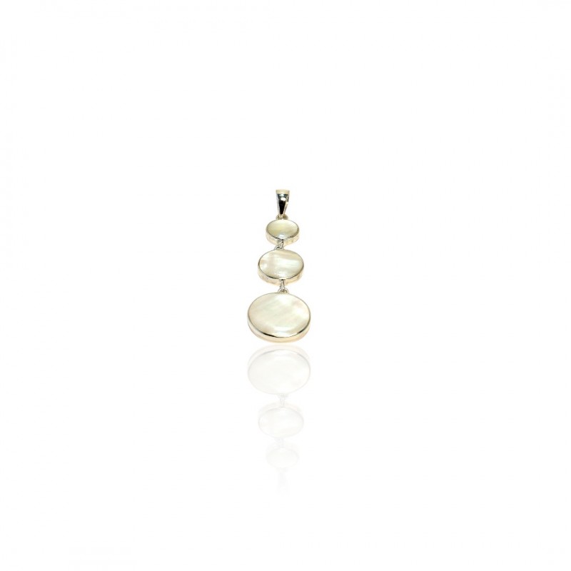 Pendentif trois ovales en argent 925 et nacre naturelle – Élina