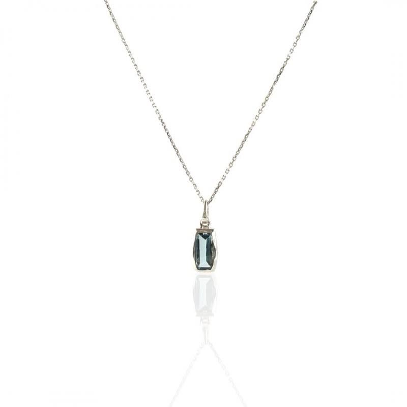 Collier pendentif ovale en Topaze Bleue et argent 925