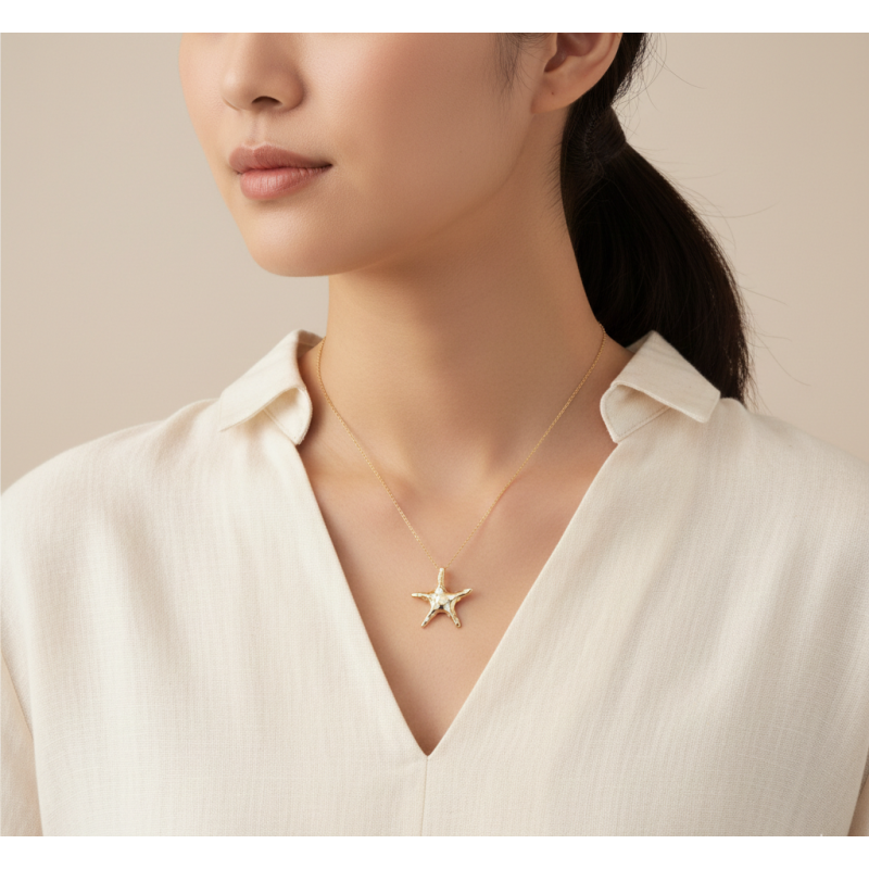 Bijou Porté - Collier Stella – Pendentif étoile en nacre blanche naturelle et  argent 925