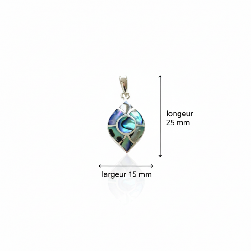Cotations - Pendentif losange en argent 925 et nacre abalone naturelle – Calypso