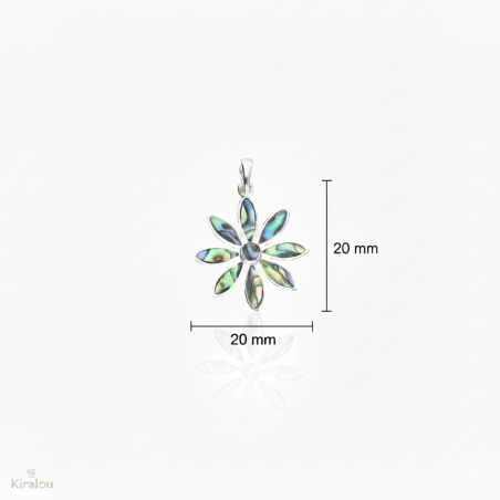 Dimensions du collier Flora en nacre abalone et argent