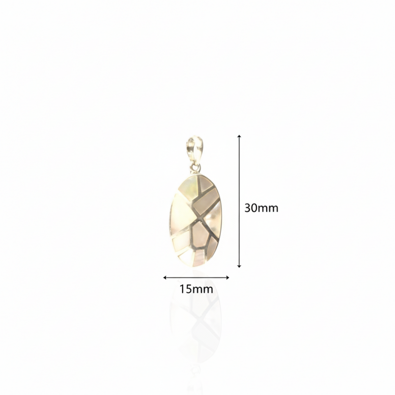 Dimensions du collier Aléna en nacre abalone et argent massif