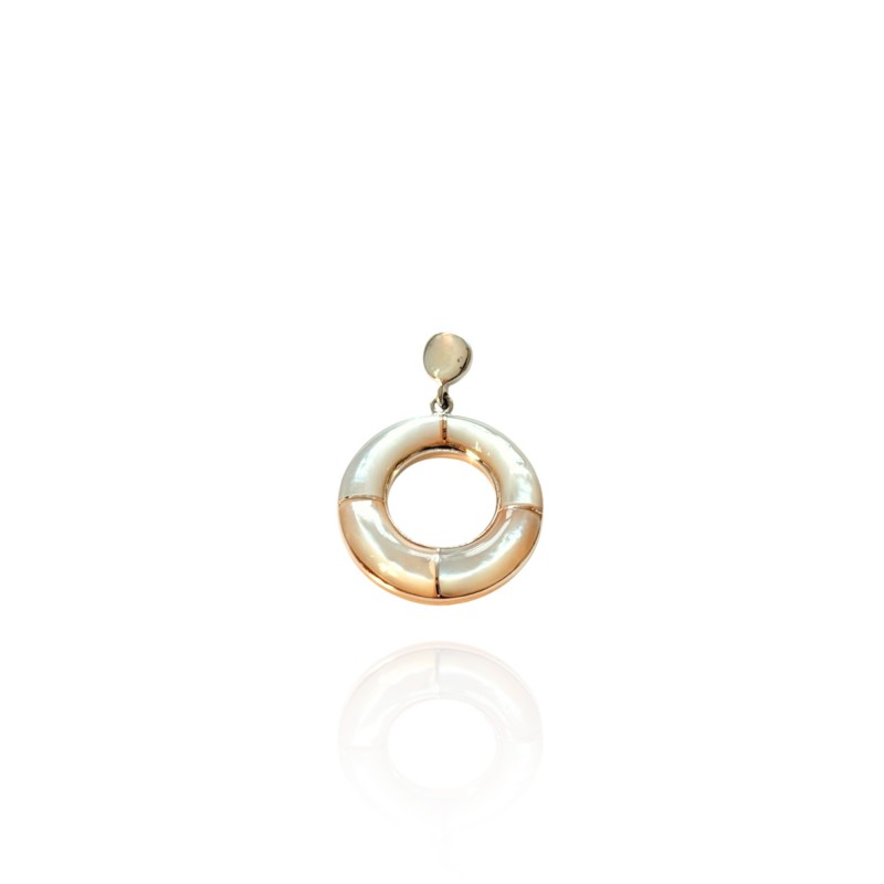 Pendentif Élina en anneau de nacre blanche et argent 925