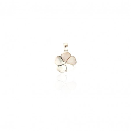 Pendentif trèfle à cinq feuilles en argent 925 et nacre blanche – Liora