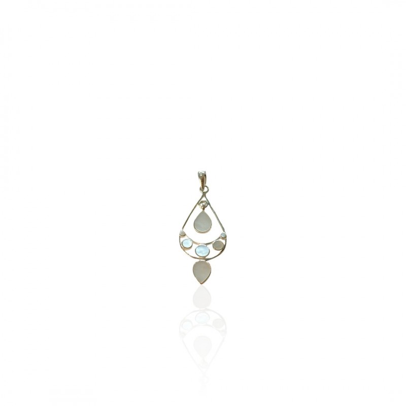 Pendentif goutte en argent 925 et nacre blanche naturelle – Clara