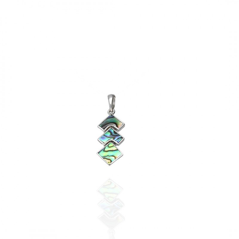 Pendentif losange en argent 925 et nacre abalone naturelle – Alyna