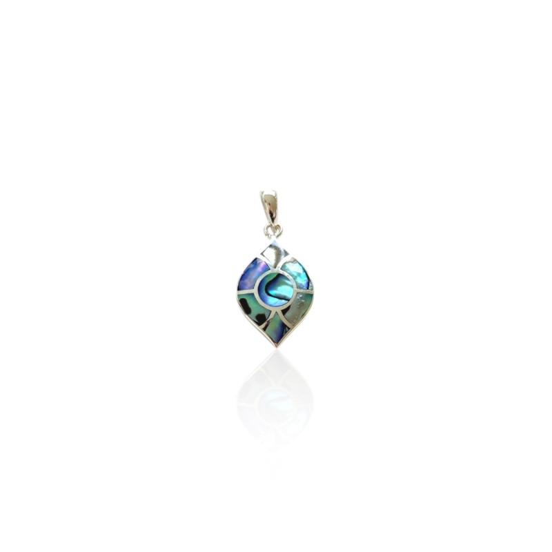 Pendentif losange en argent 925 et nacre abalone naturelle – Calypso