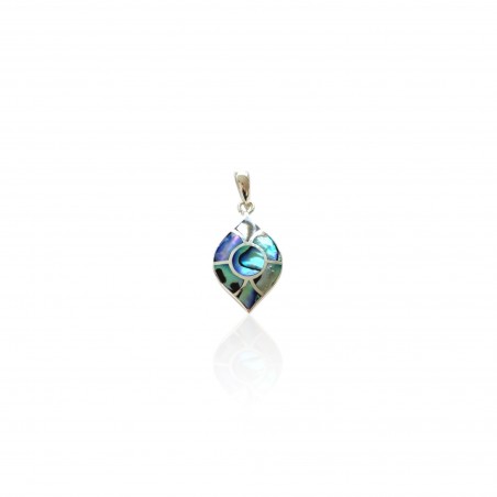 Pendentif losange en argent 925 et nacre abalone naturelle – Calypso