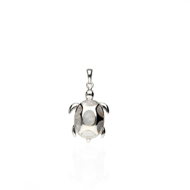 Pendentif tortue en argent 925 et nacre naturelle – Kaïna