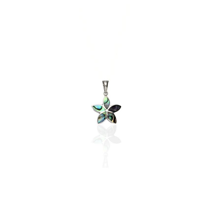 Pendentif fleur en argent 925 et nacre abalone naturelle – Naya