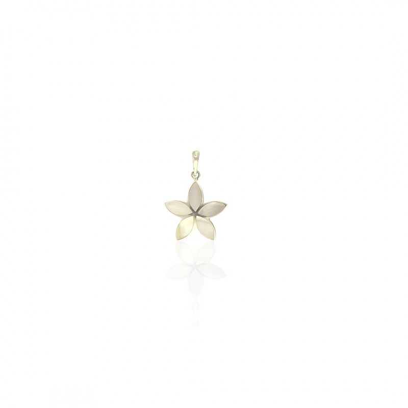 Pendentif fleur en argent 925 et nacre naturelle – Naia